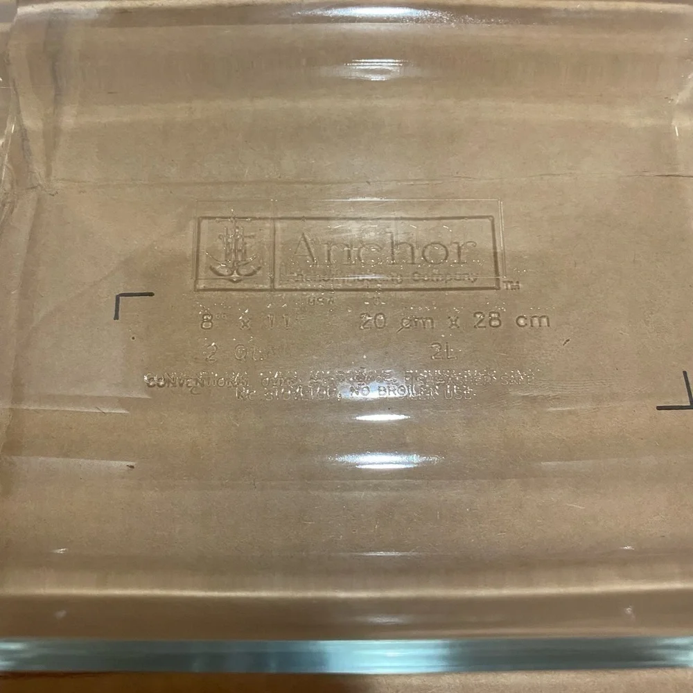 2 Quart Anchor Hocking Clear Glass Baking Dish Casserole Pan